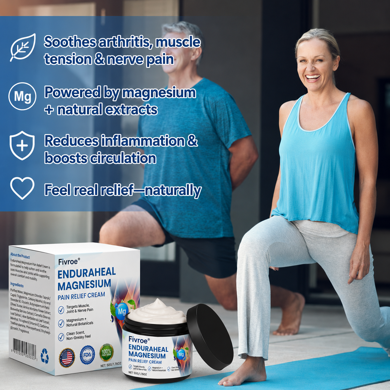 Fivroe™ EnduraHeal Magnesium Pain Relief Cream (Treats Arthritis, Neuropathy, Rheumatism, Sports Injuries & More)