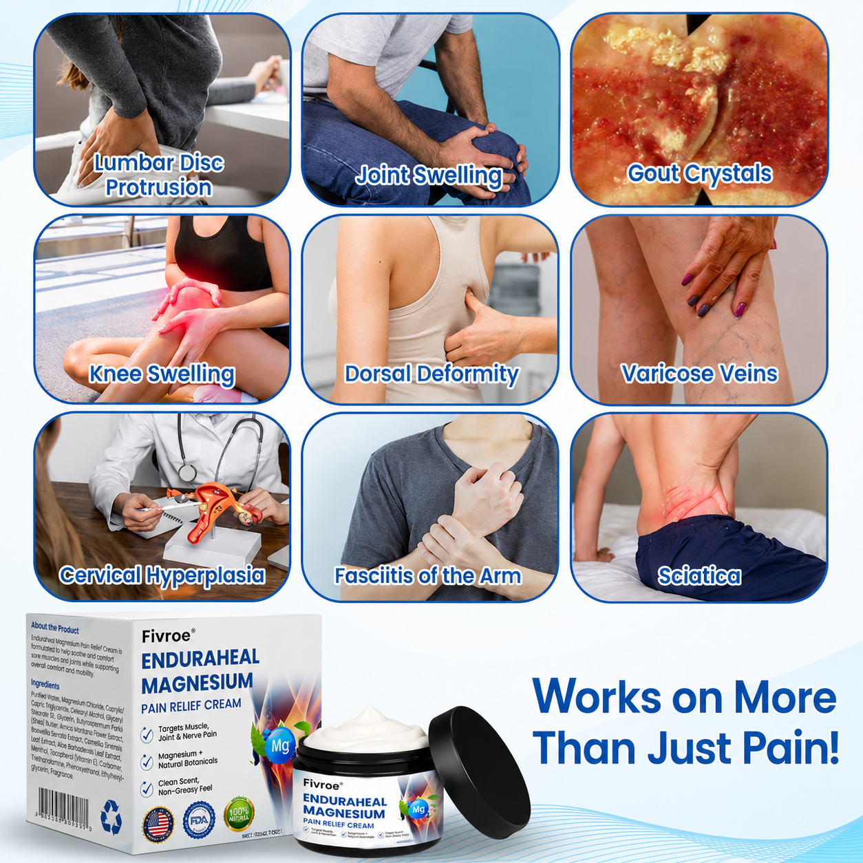 Fivroe™ EnduraHeal Magnesium Pain Relief Cream (Treats Arthritis, Neuropathy, Rheumatism, Sports Injuries & More)