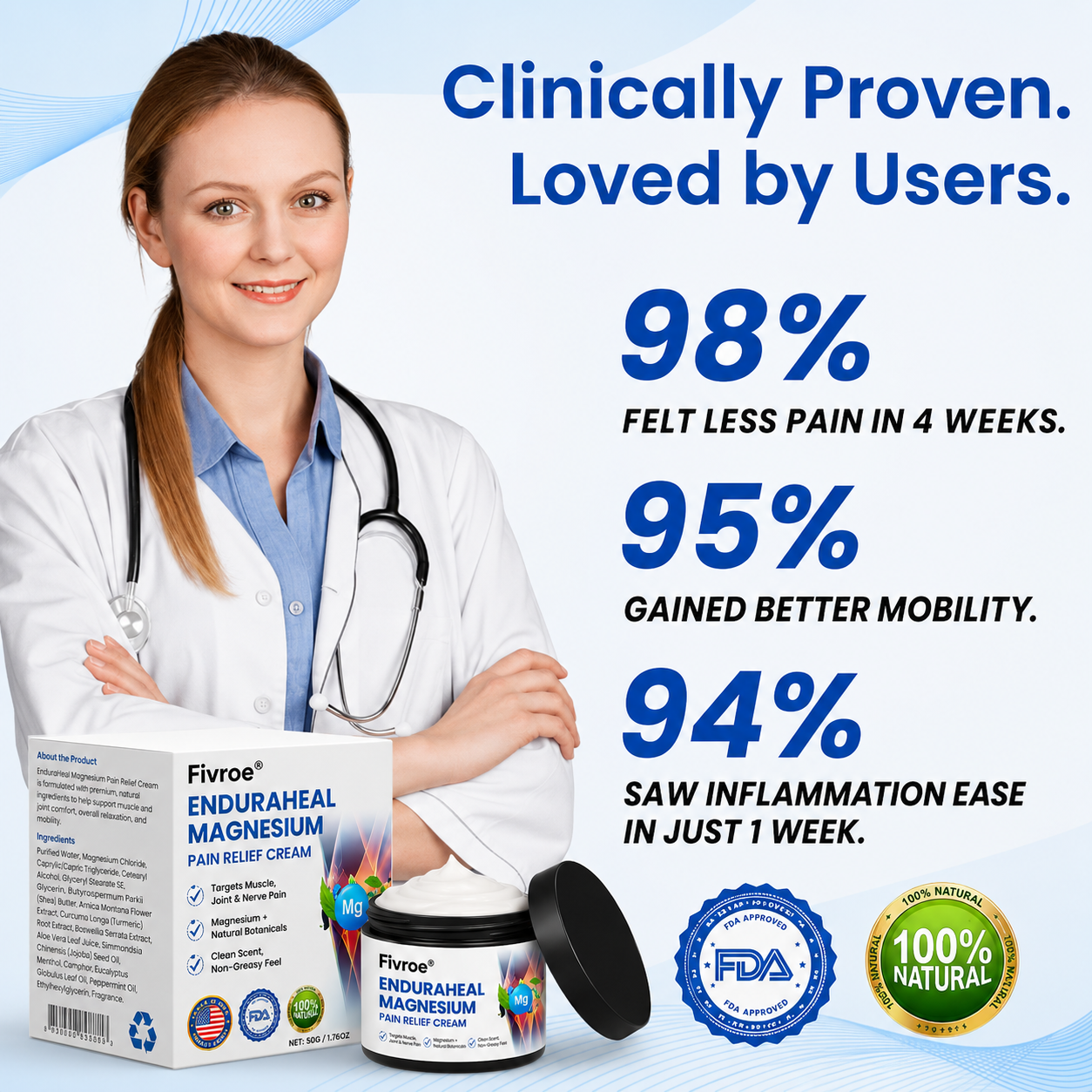 Fivroe™ EnduraHeal Magnesium Pain Relief Cream (Treats Arthritis, Neuropathy, Rheumatism, Sports Injuries & More)